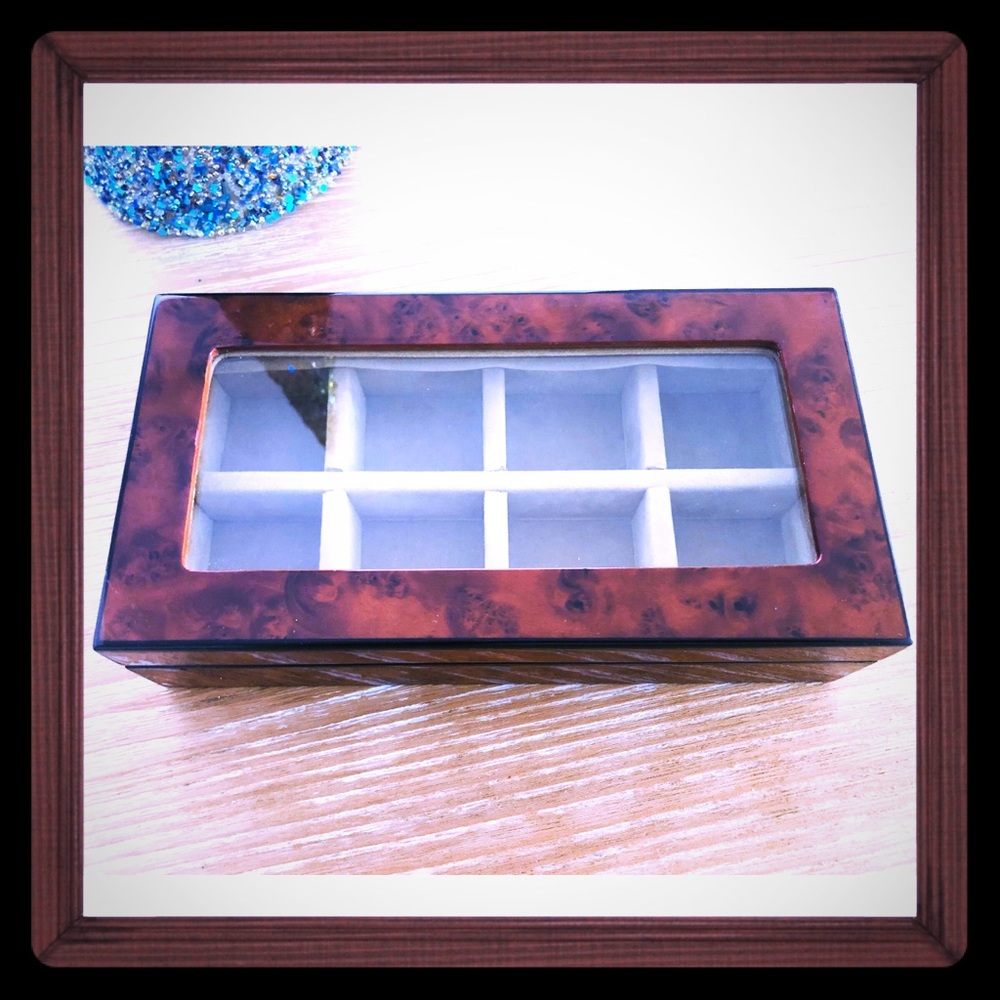 BNIB Mahogany Lacquer Cuff Link Box